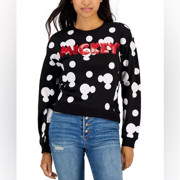 Disney Girls Sequin-Embellished Mickey Mouse Print Sweatshirt - Picture 1 of 7